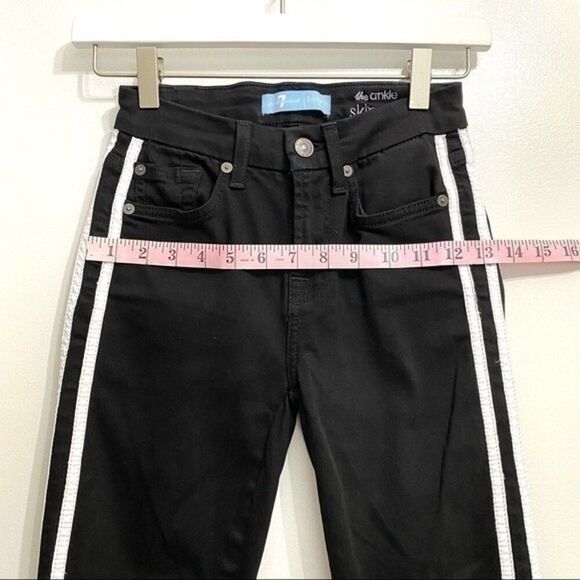 7 For All Mankind size 23 b(air) The Ankle Skinny black jeans white stripe 505B3 - Picture 14 of 15